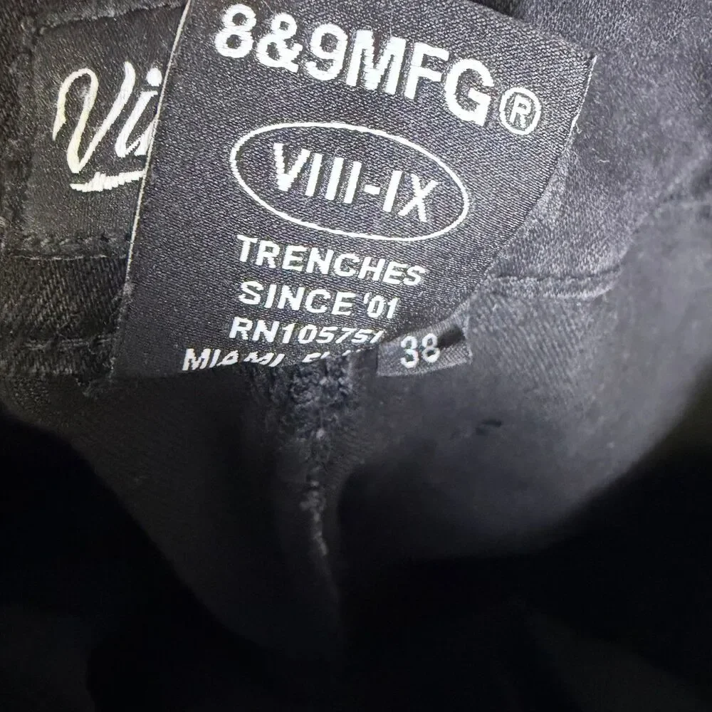 8&9 MFG Mens Cargo Pants Size 38(36x32) Black Vintage Wash Tactical Strap Detail